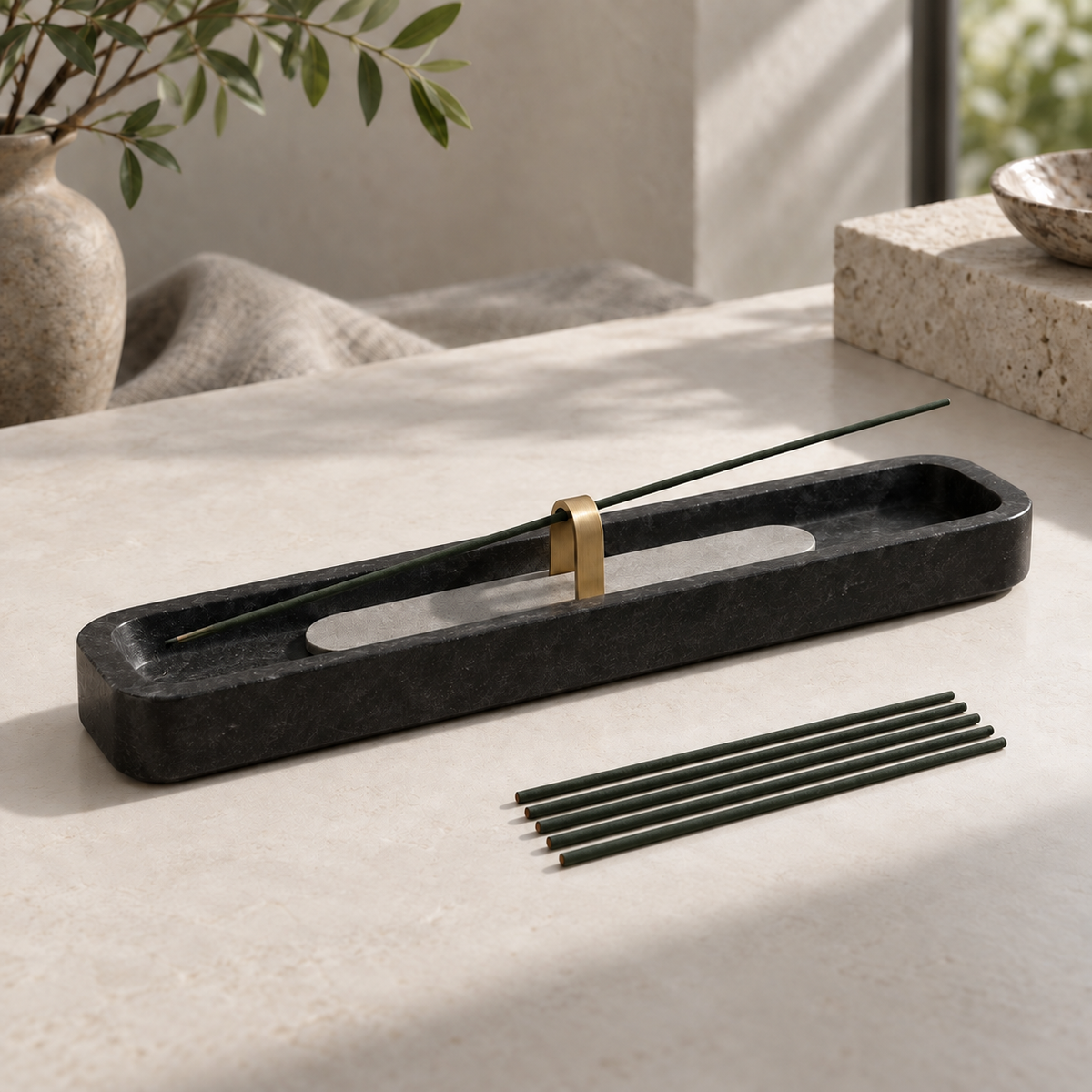 Nera Incense Hearth in a complete studio view