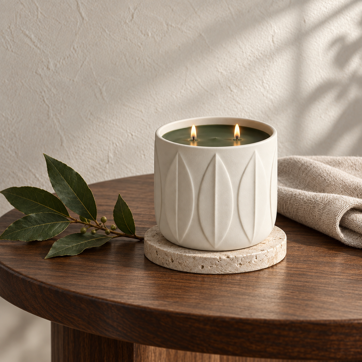 Laurel No. 01 Sculptural Candle in a quiet interior setting