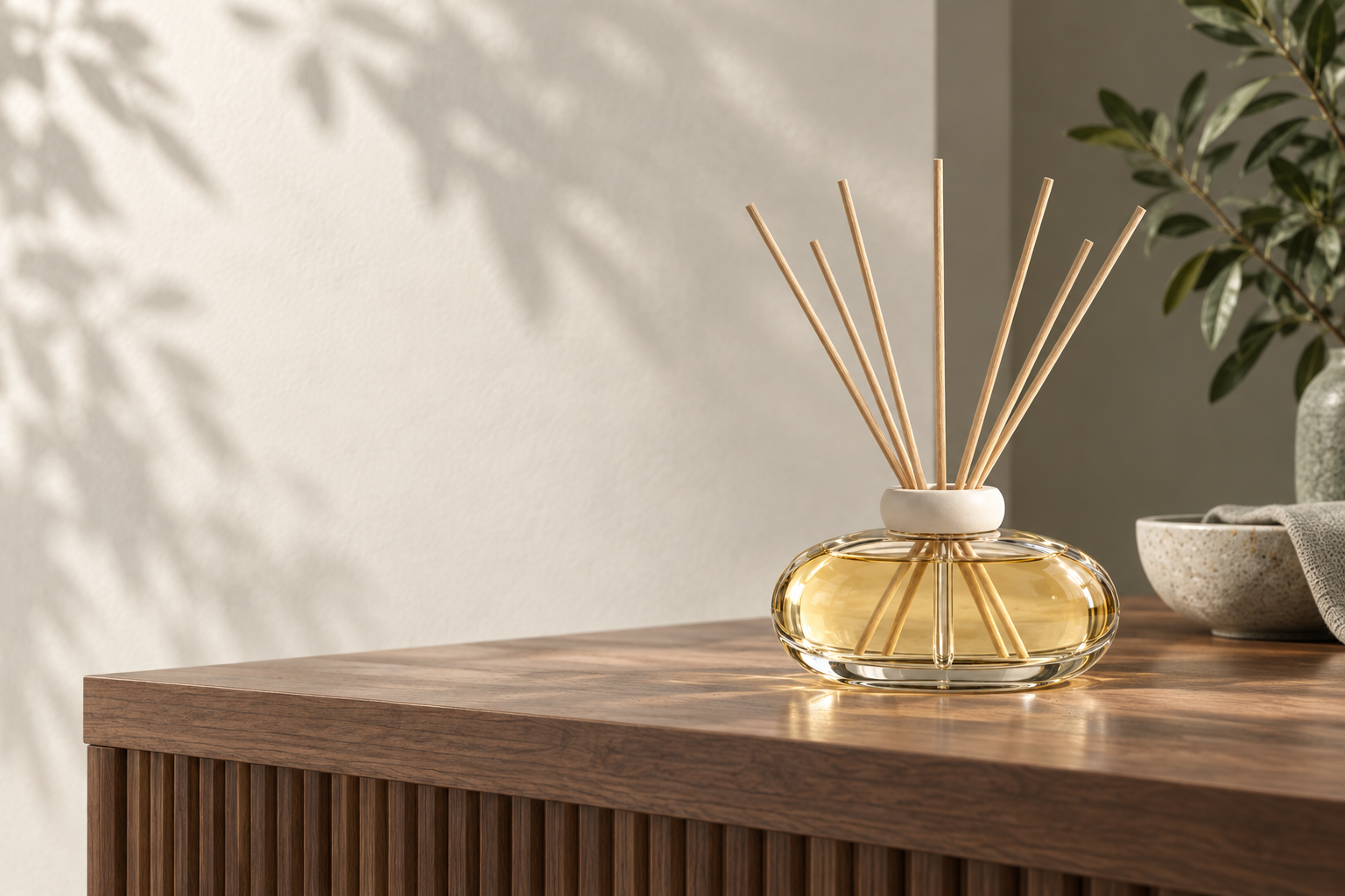 An Elawren writing desk with botanical shadows